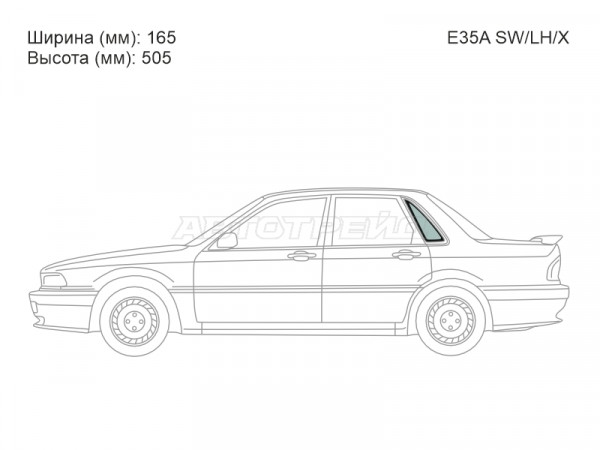 Стекло кузова боковое (не опускное) (Слева / Цвет зеленый) Mitsubishi Eterna 88-92  / Galant 87-92