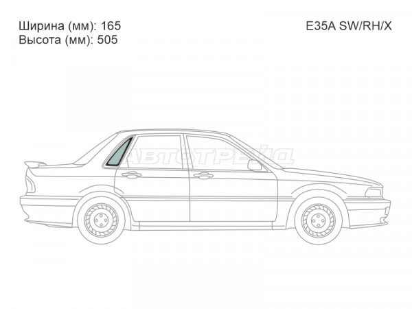 Стекло кузова боковое (не опускное) (Справа / Цвет зеленый) Mitsubishi Eterna 88-92  / Galant 87-92