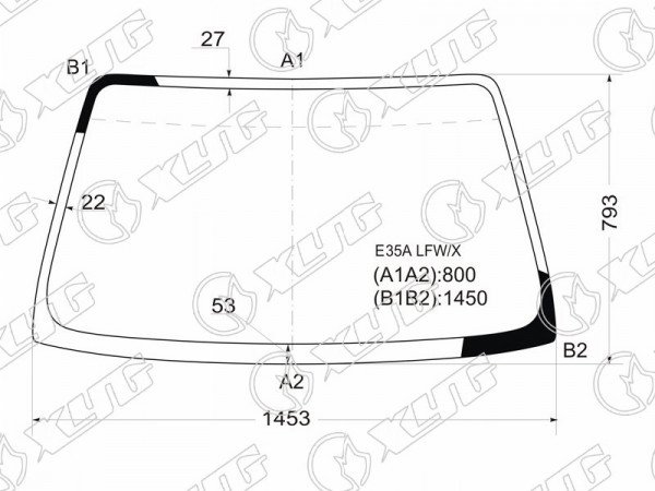 Стекло лобовое Mitsubishi Eterna 88-92  / Galant 87-92
