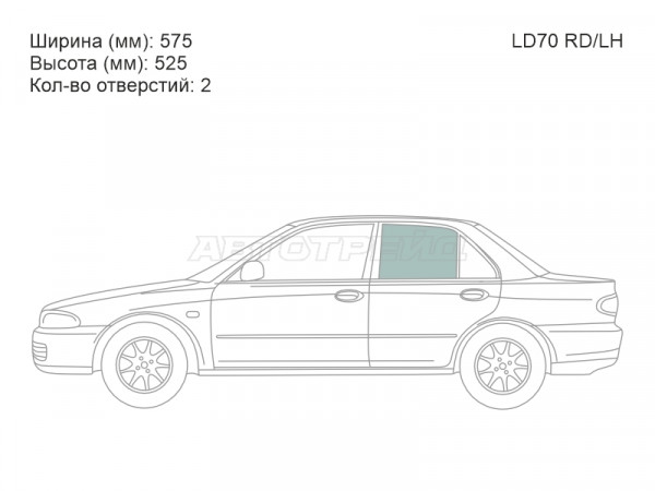 Стекло боковое опускное (Сзади / Слева / Цвет зеленый) Mitsubishi Lancer 91-00