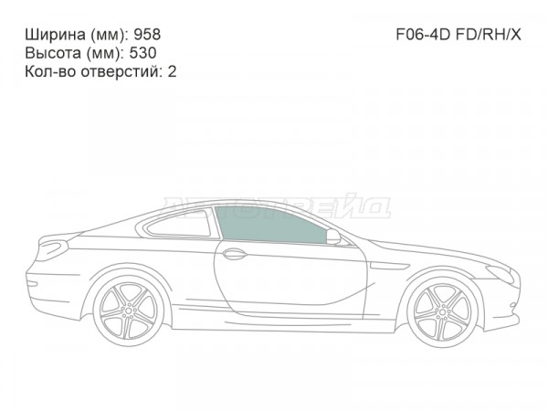 Стекло боковое опускное (Спереди / Справа / Цвет зеленый) BMW 6-Series 11-18