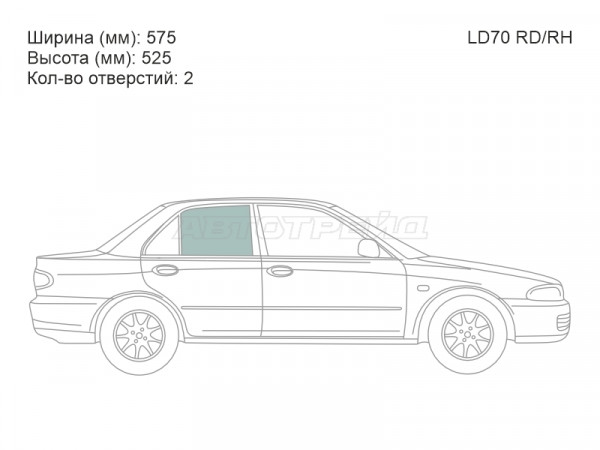 Стекло боковое опускное (Сзади / Справа / Цвет зеленый) Mitsubishi Lancer 91-00