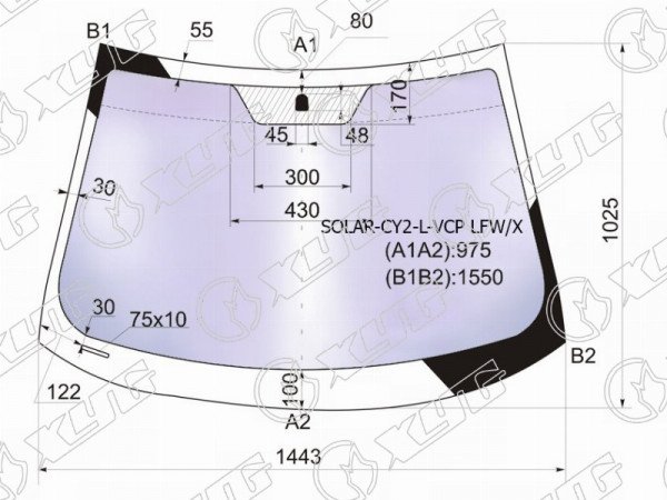 Стекло лобовое атермальное LANCER X 07-18 (Solar-X защита от ультрафиолета)