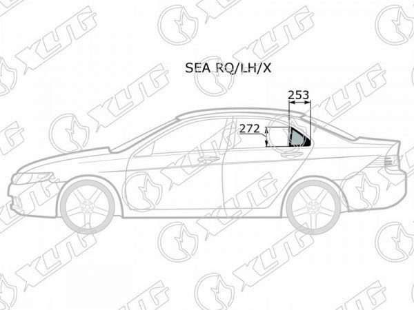 Стекло форточки (Сзади / Слева / Цвет зеленый) Honda Accord 02-08  / Acura TSX 03-08