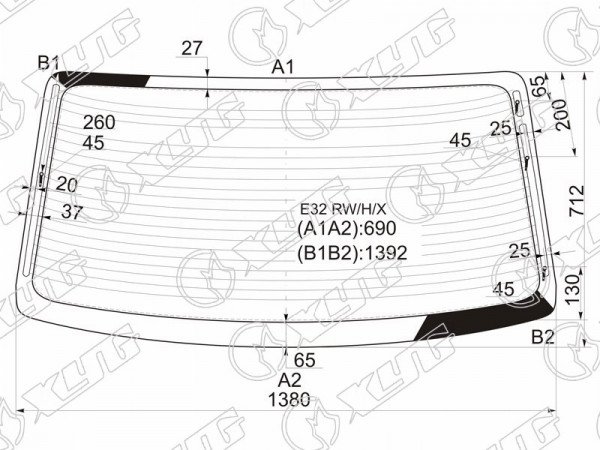 Стекло заднее с обогревом BMW 7-SERIES E32 87-94