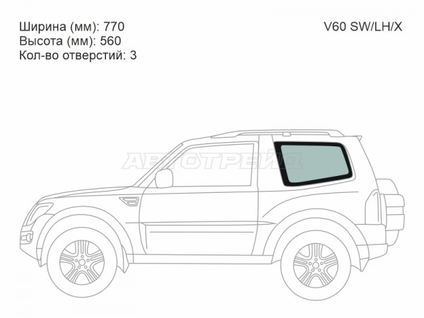Стекло кузова боковое (не опускное) (Слева / Цвет зеленый) Mitsubishi Pajero 99-20