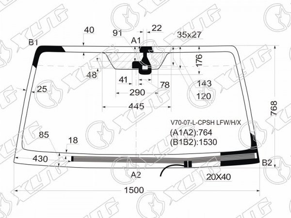 Стекло лобовое с обогревом щеток + дд MITSUBISHI PAJERO 3 /5D 06-