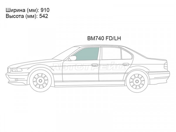Стекло боковое опускное (Спереди / Слева / Цвет зеленый) BMW 7-Series 94-01