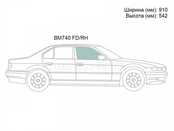 Стекло боковое опускное (Спереди / Справа / Цвет зеленый) BMW 7-Series 94-01