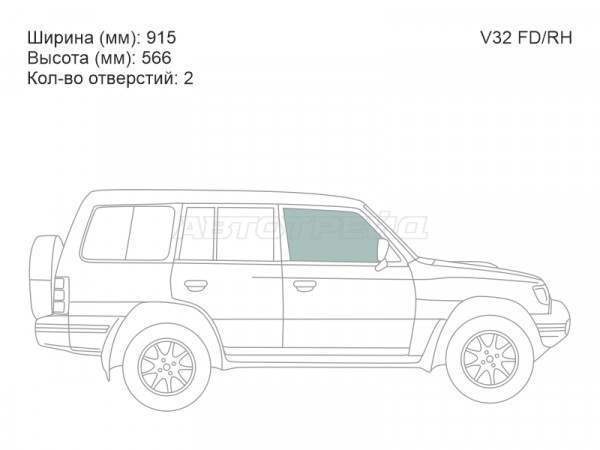 Стекло боковое опускное (Спереди / Справа / Цвет зеленый) Mitsubishi Pajero 91-00