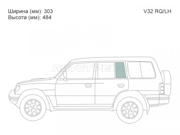 Стекло форточки (Сзади / Слева / Цвет зеленый) Mitsubishi Pajero 91-00