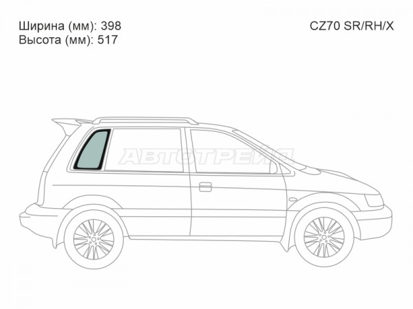 Стекло кузова боковое (не опускное) (Справа / Цвет зеленый) Mitsubishi RVR 91-97  / Space Runner 91-99