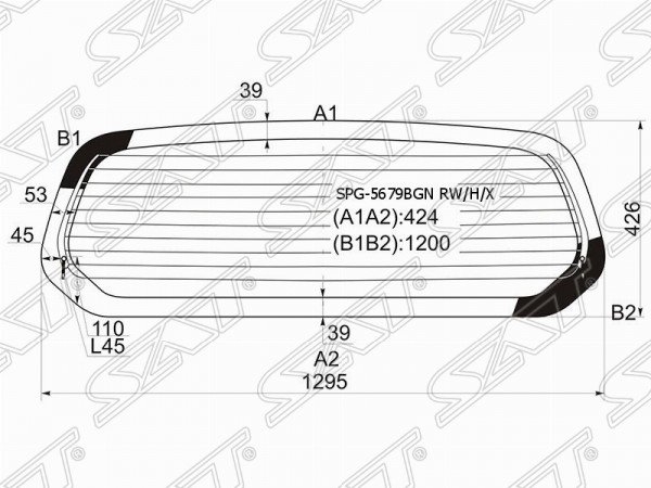 Стекло заднее с обогревом MITSUBISHI TRITON /L200 2 /4D 06-15