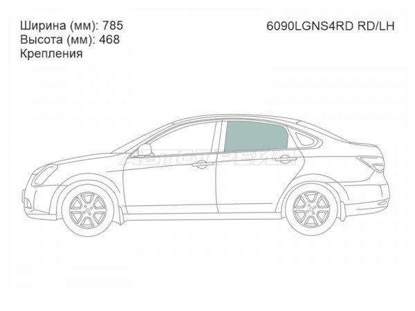 Стекло боковое опускное (Сзади / Слева / Цвет зеленый / Крепления) Nissan Almera 12-19  / Bluebird Sylphy 05-12