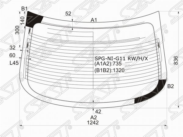 Стекло заднее с обогревом NISSAN ALMERA 12-18  /BLUEBIRD SYLPHY 05-12