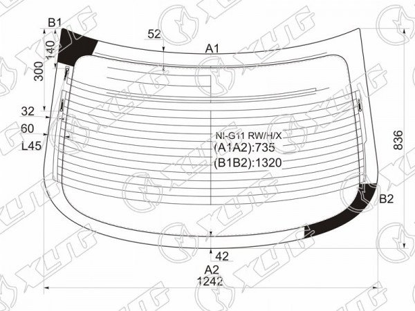 Стекло заднее с обогревом NISSAN ALMERA 12-18  /BLUEBIRD SYLPHY 05-12