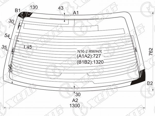 Стекло заднее (Цвет зеленый / Обогрев / Антенна) Nissan Almera 00-06  / Almera Classic 06-12