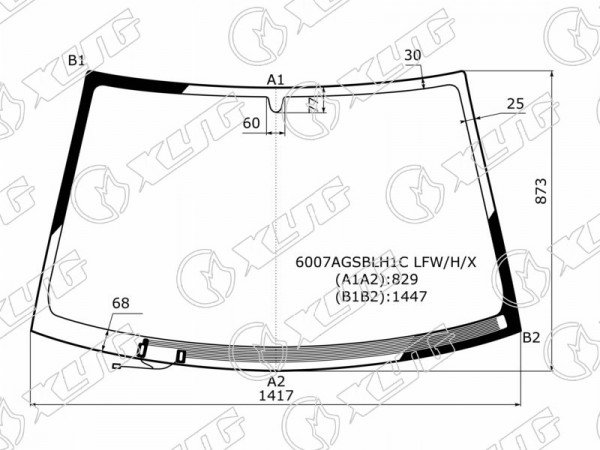 Стекло лобовое (Обогрев щеток) Nissan Almera Classic 06-12