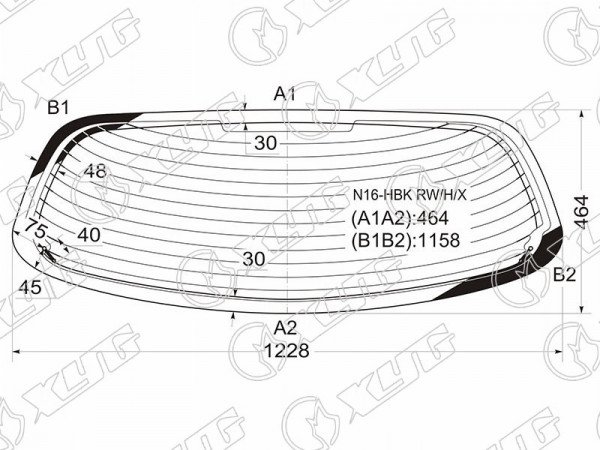 Стекло заднее (Цвет зеленый / Обогрев) Nissan Almera 00-06