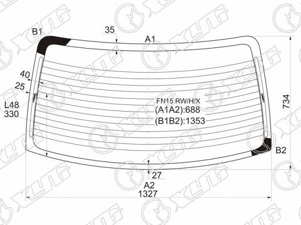 Стекло заднее с обогревом NISSAN ALMERA /SUNNY /PULSAR 4D 95-99