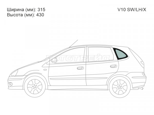 Стекло кузова боковое (не опускное) (Слева / Цвет зеленый) Nissan Tino 98-06