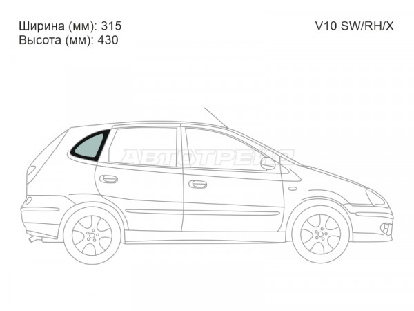 Стекло кузова боковое (не опускное) (Справа / Цвет зеленый) Nissan Tino 98-06