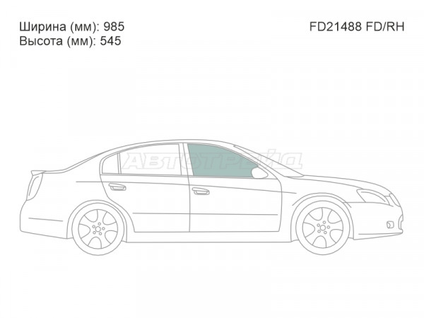 Стекло боковое опускное (Спереди / Справа / Цвет зеленый) Nissan Altima 01-06