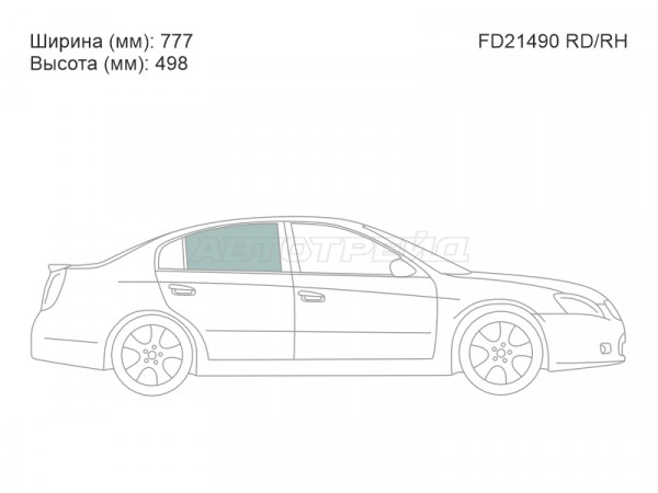 Стекло боковое опускное (Сзади / Справа / Цвет зеленый) Nissan Altima 01-06