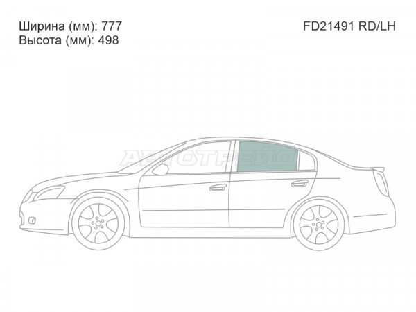 Стекло боковое опускное (Сзади / Слева / Цвет зеленый) Nissan Altima 01-06