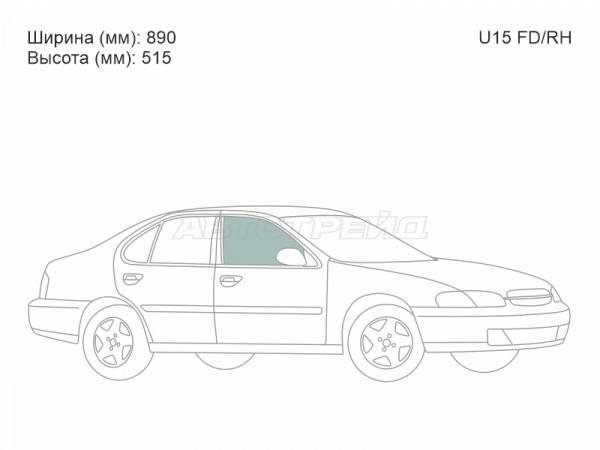 Стекло боковое опускное (Спереди / Справа / Цвет зеленый) Nissan Altima 97-01