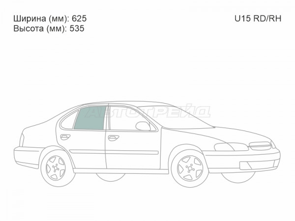 Стекло боковое опускное (Сзади / Справа / Цвет зеленый) Nissan Altima 97-01