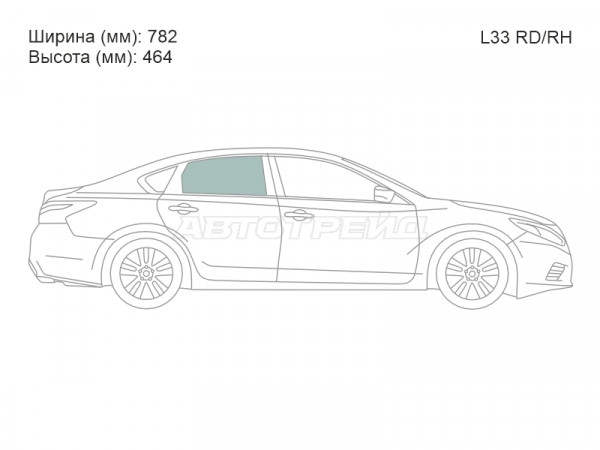 Стекло боковое опускное (Сзади / Справа / Цвет зеленый) Nissan Teana 14-20  / Altima 12-18