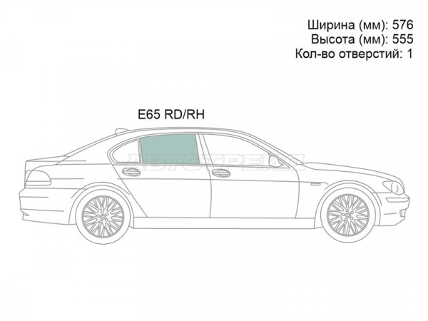 Стекло боковое опускное (Сзади / Справа / Цвет зеленый) BMW 7-Series 01-08