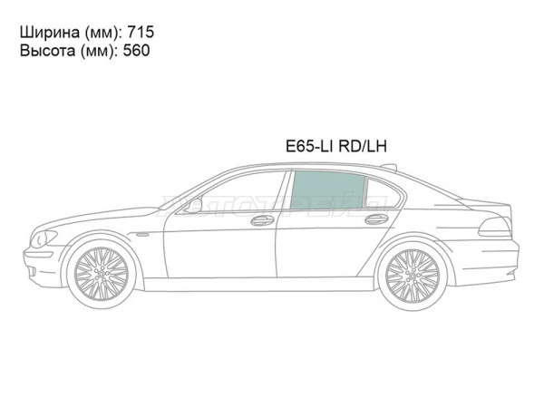 Стекло боковое опускное (Сзади / Слева / Цвет зеленый) BMW 7-Series 01-08