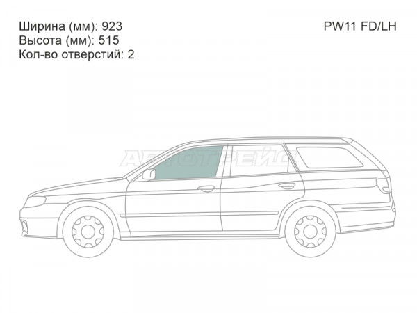 Стекло боковое опускное (Спереди / Слева / Цвет зеленый) Nissan Avenir 98-05  / Expert 99-06