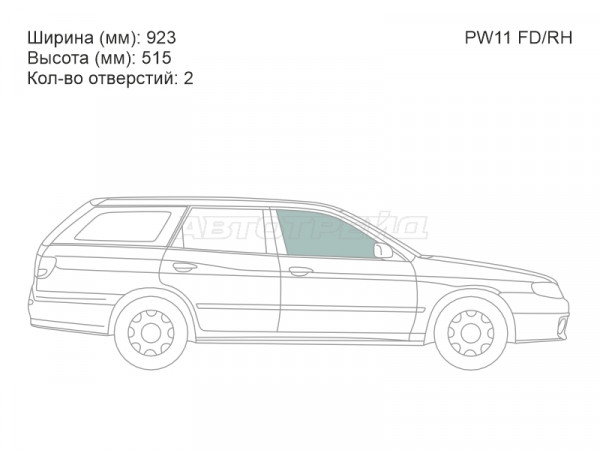 Стекло боковое опускное (Спереди / Справа / Цвет зеленый) Nissan Avenir 98-05  / Expert 99-06