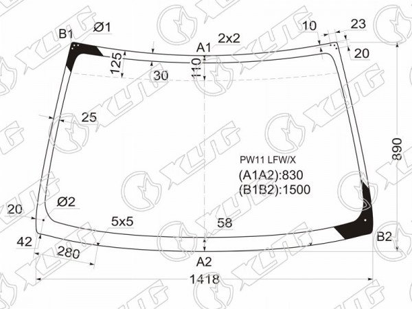 Стекло лобовое Nissan Avenir 98-05  / Expert 99-06