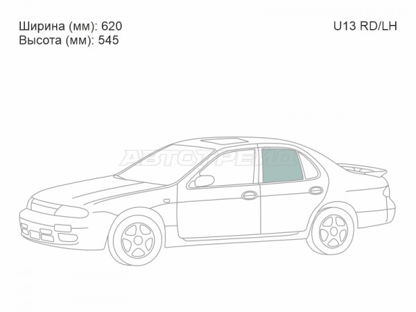 Стекло боковое опускное (Сзади / Слева / Цвет зеленый) Nissan Bluebird 91-95