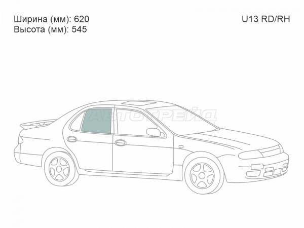 Стекло боковое опускное (Сзади / Справа / Цвет зеленый) Nissan Bluebird 91-95