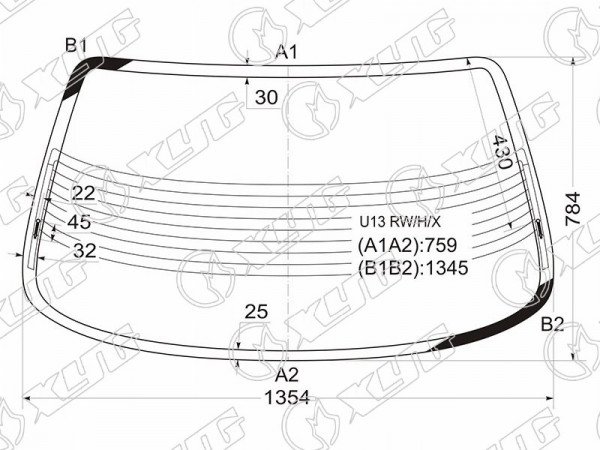 Стекло заднее с обогревом NISSAN BLUEBIRD 4D SED 91-95
