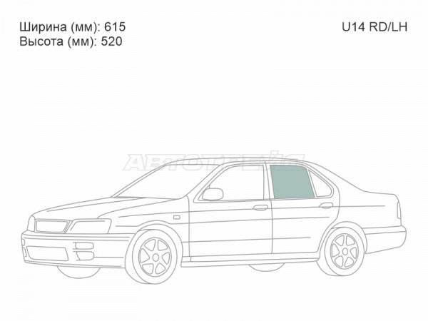 Стекло боковое опускное (Сзади / Слева / Цвет зеленый) Nissan Bluebird 96-01