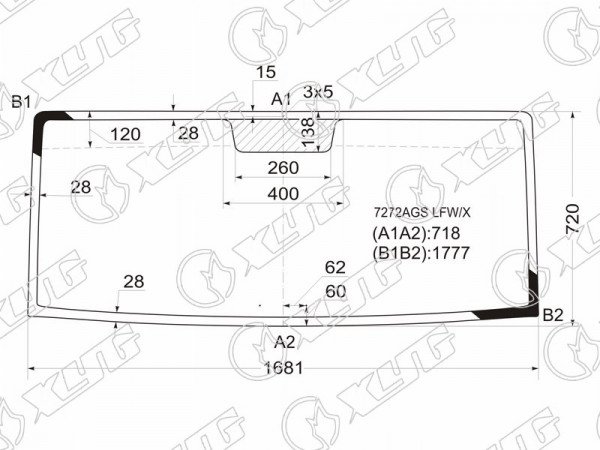 Стекло лобовое Nissan Cabstar 06-14  / Renault Maxity 07-13