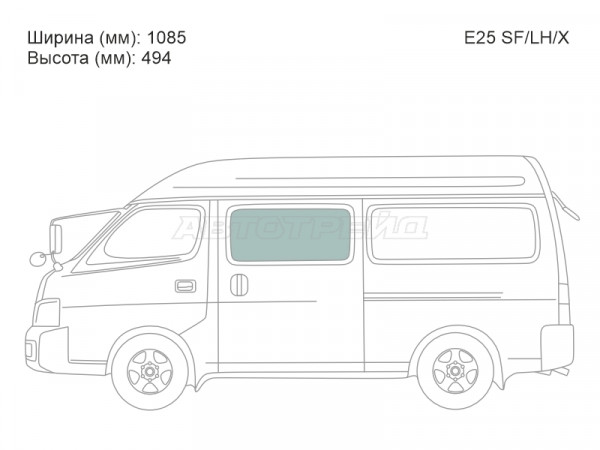Стекло кузова боковое (не опускное) (Справа / Цвет зеленый) Nissan Caravan 01-12  / Urvan 01-12