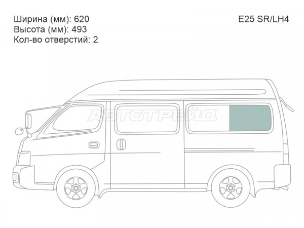 Стекло кузова боковое (не опускное) (Слева / Цвет зеленый) Nissan Caravan 01-12  / Urvan 01-12