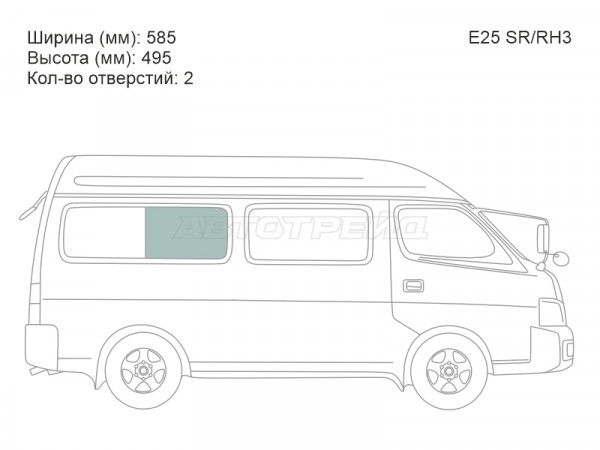 Стекло кузова боковое (не опускное) (Справа / Цвет зеленый) Nissan Caravan 01-12  / Urvan 01-12