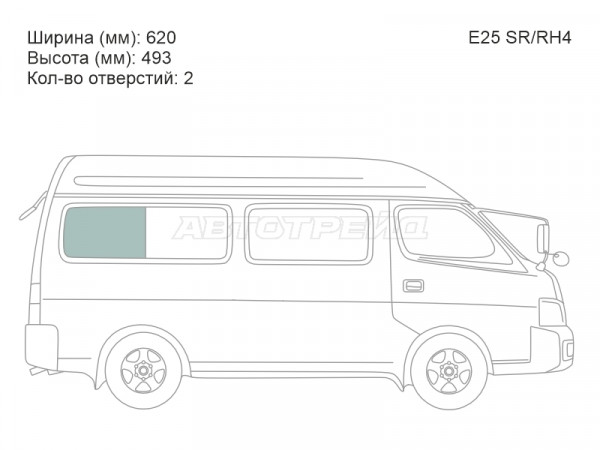 Стекло кузова боковое (не опускное) (Справа / Цвет зеленый) Nissan Caravan 01-12  / Urvan 01-12