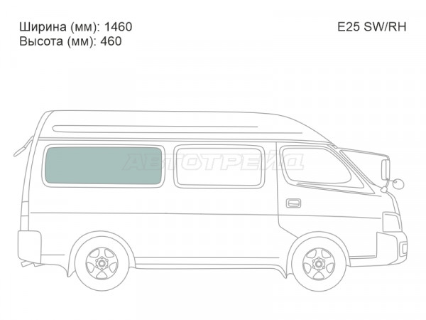 Стекло кузова боковое (не опускное) (Справа / Цвет зеленый) Nissan Caravan 01-12  / Urvan 01-12