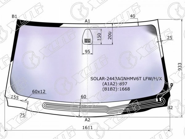 Стекло лобовое атермальное с обогревом щеток + дд BMW 7-SERIES E65 /66 01-03
