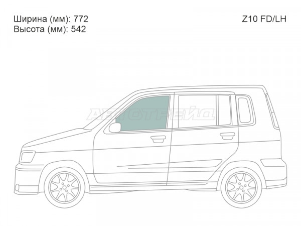Стекло боковое опускное (Спереди / Слева / Цвет зеленый) Nissan Cube 98-02