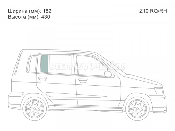 Стекло форточки (Сзади / Справа / Цвет зеленый) Nissan Cube 98-02